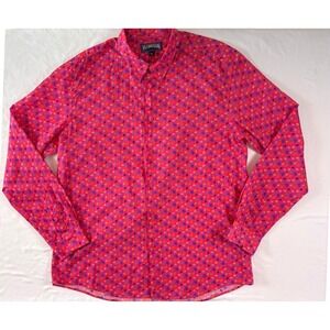 Vilebrequin Mens XL Micro Turtle Sport Shirt Button Up Pink Designer Lightweight